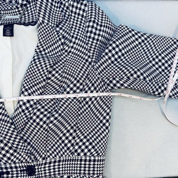 WHBM Black White Houndstooth Fitted Peplum Blazer SZ 6 Classic Feminine - Picture 8 of 12